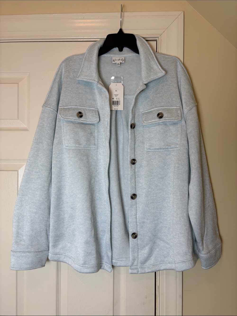 NWT Wonderly Light Blue Shacket size XL